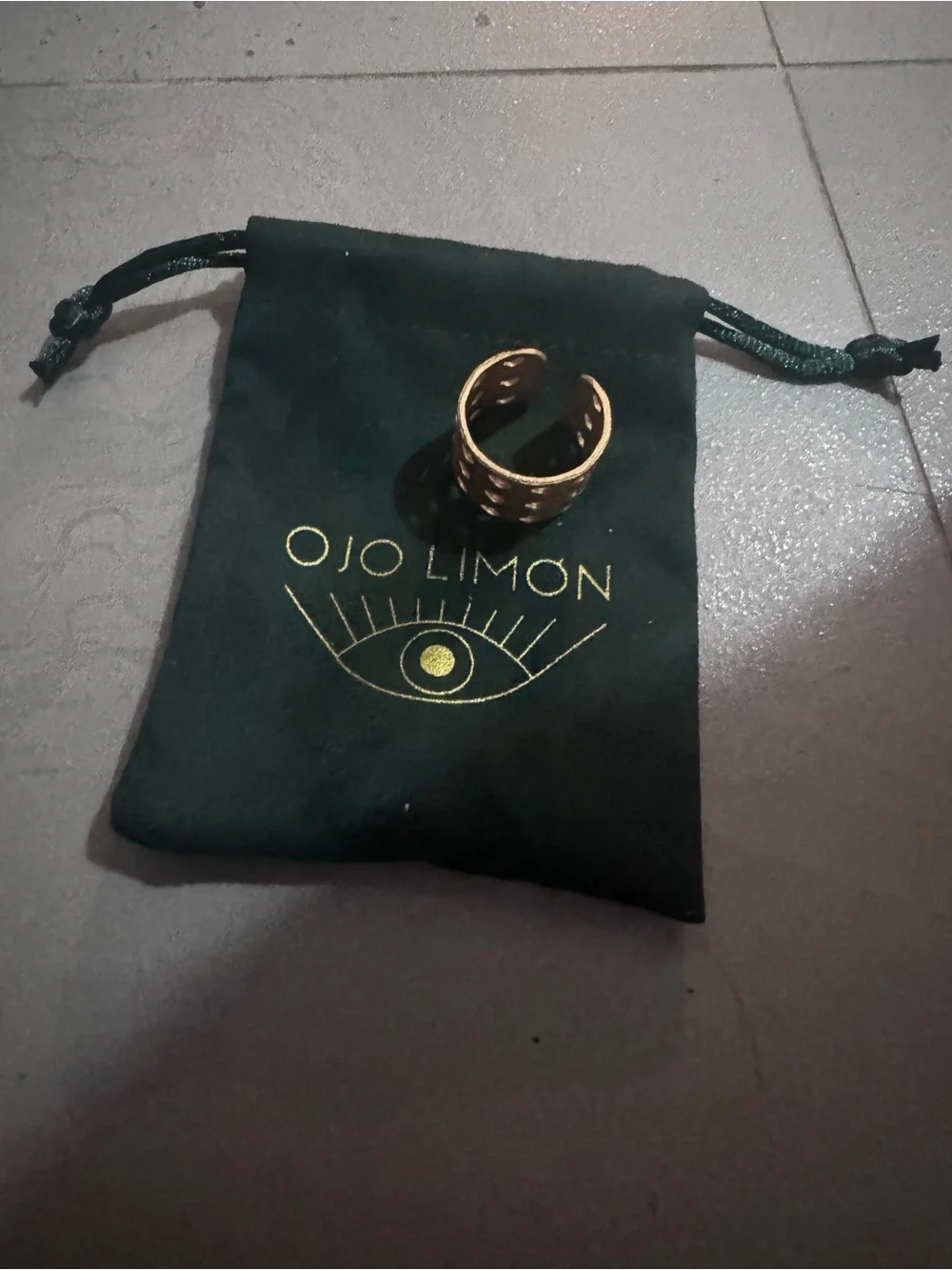 Ojo Limon Gold Open Band Ring. From Colombia 24